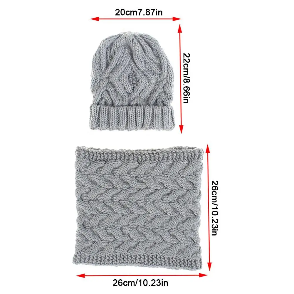 

Women Soft Warm Thick Cable Knitted Hat Scarf Winter SetWinter Warm Knitted Wool Hat Collar Suit Women Soft Thick Knitted Scarf