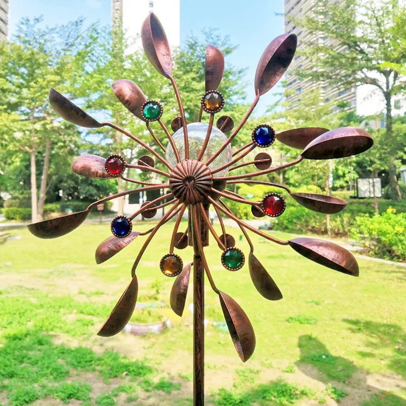 Comprar Bola Giratoria De Viento, Bola Craquelada, Adornos De Luz Que Cambian De Color, Lámpara Alimentada Por Energía Solar, Decoración De Paisaje De Jardín Al Aire Libre