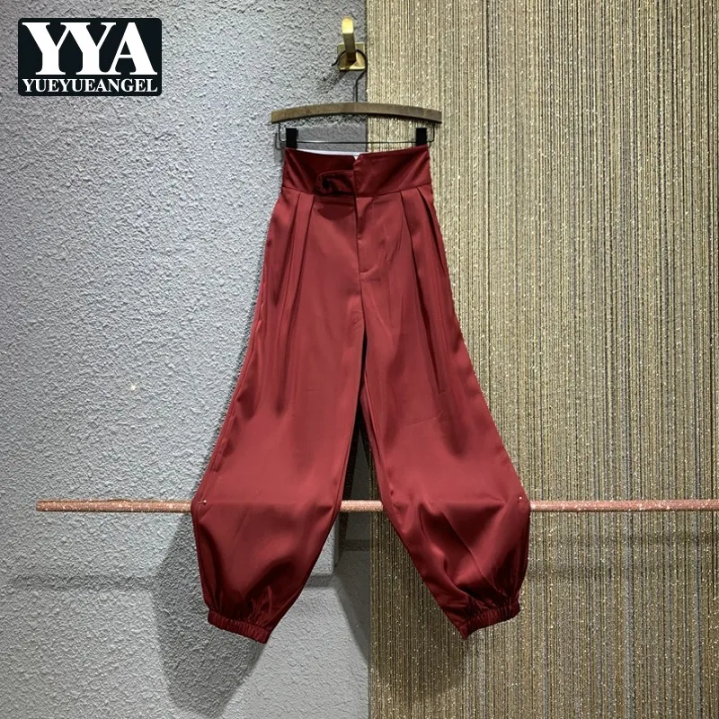 

Casual Pants Womens Summer New Elegant High Street Office Lady Loose Vintage Ankle Length Pants Fashion Korean Style