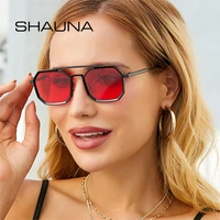 shauna retro double bridges polygon square women sunglasses fashion metal frame mirror shades uv400 men punk sun glasses