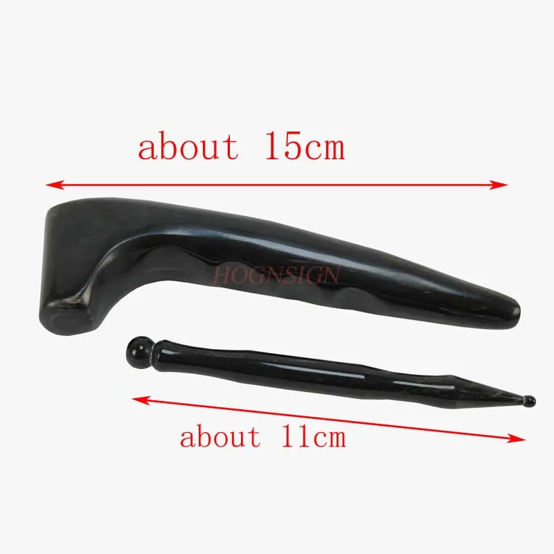 2pcs Foot Scrapping Massage Plate Stick Pen Gua Sha Natural Buffalo Ox Horns Acupuncture Point Massager Eye Beauty Tool Health