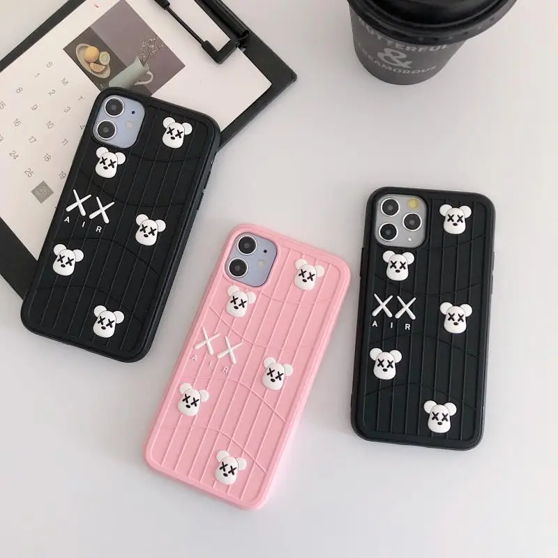 

3D Luxury Cartoon Animal Cute Bear Phone Case For iPhone 11 12 Pro X XR XS Max 7 8 Plus Mini Glossy Soft TPU Back Cover Case