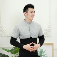 autumn winter men basic shoulder pad waistcoat male thicken cotton quilted vest short sleeve mandarin collar warm soft outerwear
