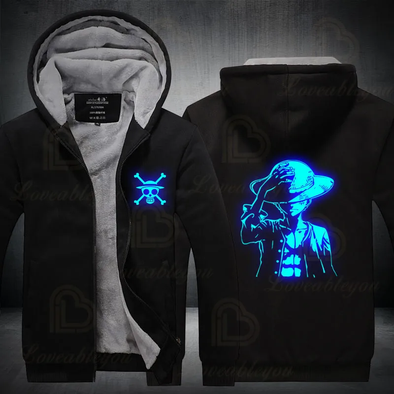 

ACE Monkey D. Luffy Cosplay Costume Hoodies Autumn Tracksuit Sweatshirt Men's Sport Noctilucous Winter Collar Cap Zipper Hoody