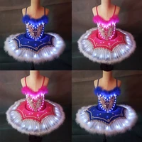 2021 new light led girl kids clothes star tutu skirt princess party tulle pettiskirt child ballet dance children skirt