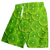 ujwi green lemon full body print fruit shorts 3d panties oversized mens elastic waist sports trousers casual wholesale dropship