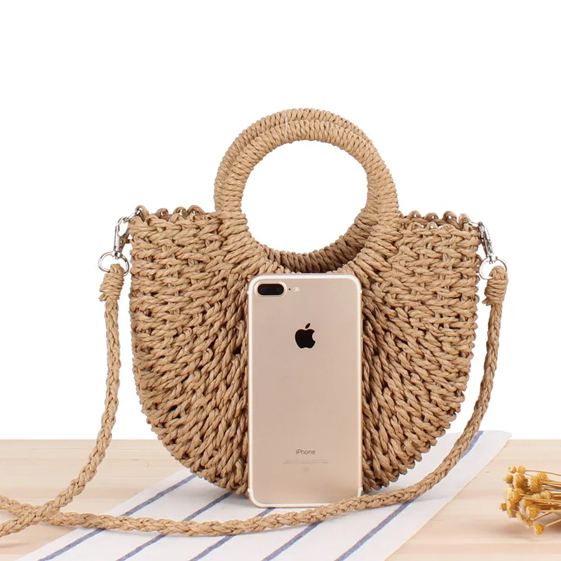 

2021 Minimalist wind ins popular semi-round grass wrap beach hand-woven bag holiday women's bag
