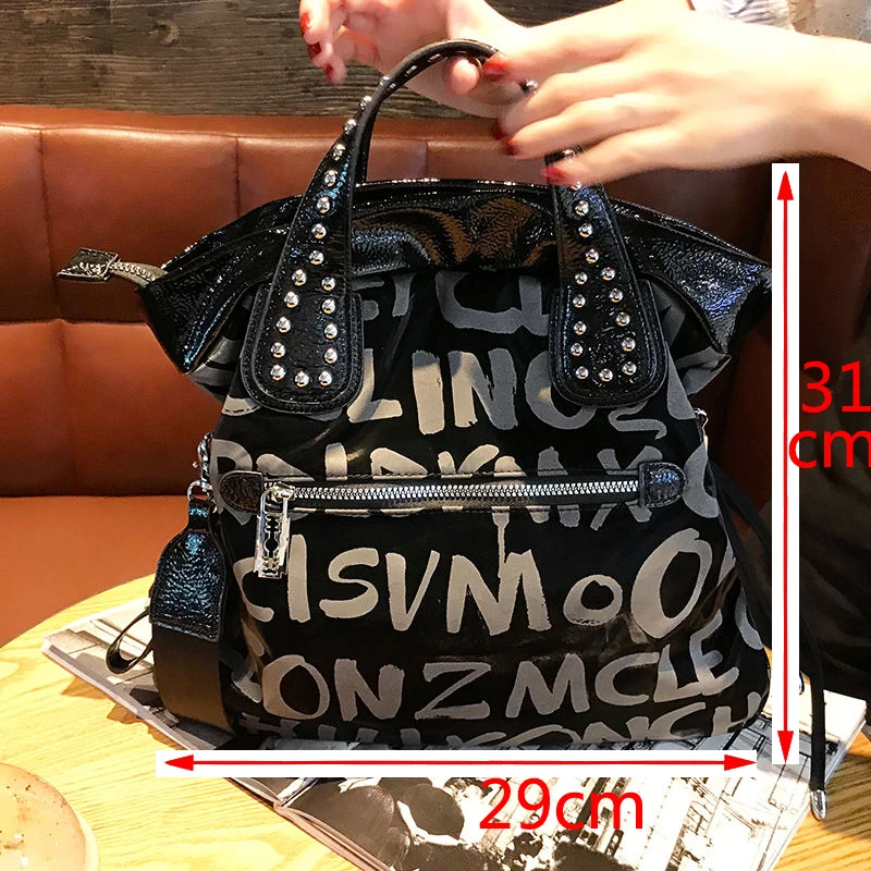 

Rivet Letter Luxury Handbags For Women Branded 2021 Leather Shoulder Bag High Quality Ladie Rivet Designer Black Tote Travel Bag