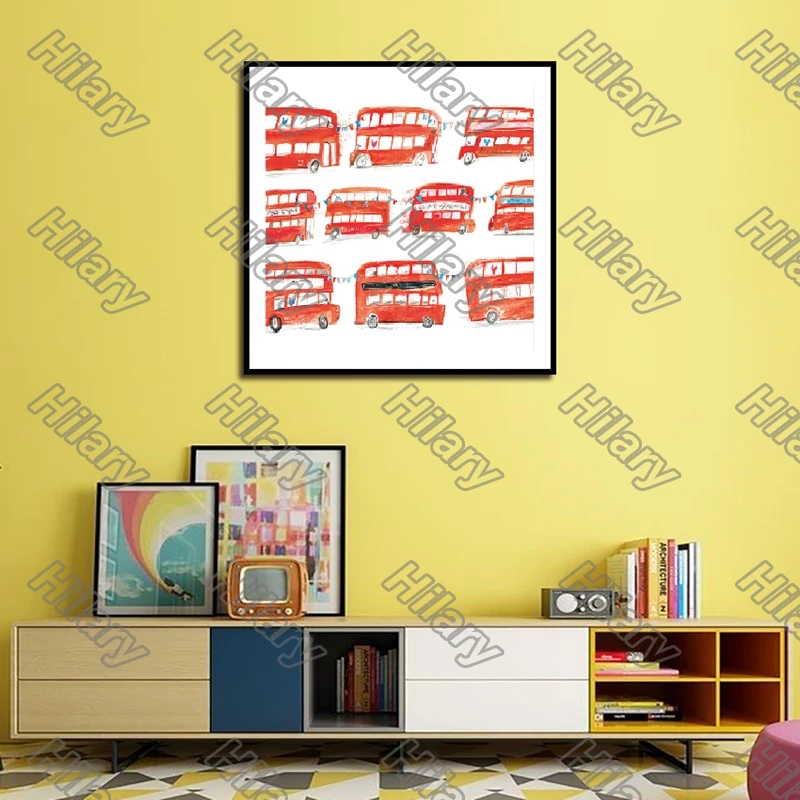 

Posters Cartoon Car Bus Animal Canvas Painting and Prints Wall Art Decoration for Living Room and Bedroom Frameless Style