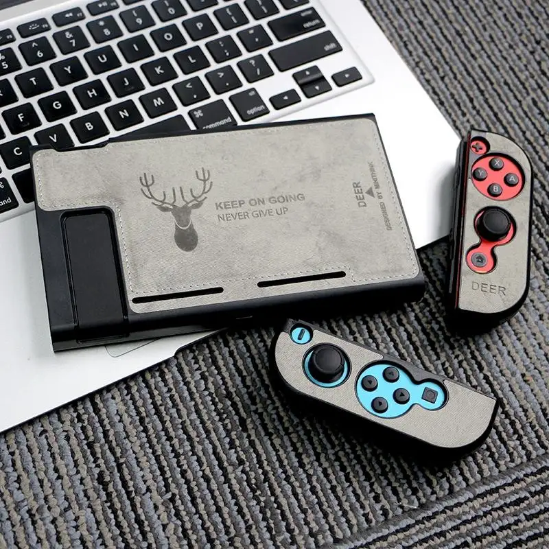 Grey Shell Тканевый чехол, силиконовый защитный чехол для задней панели Joy-Con, защита от пота, для переключателя с переключателем, с защитой экрана - Цвет: Grey Shell