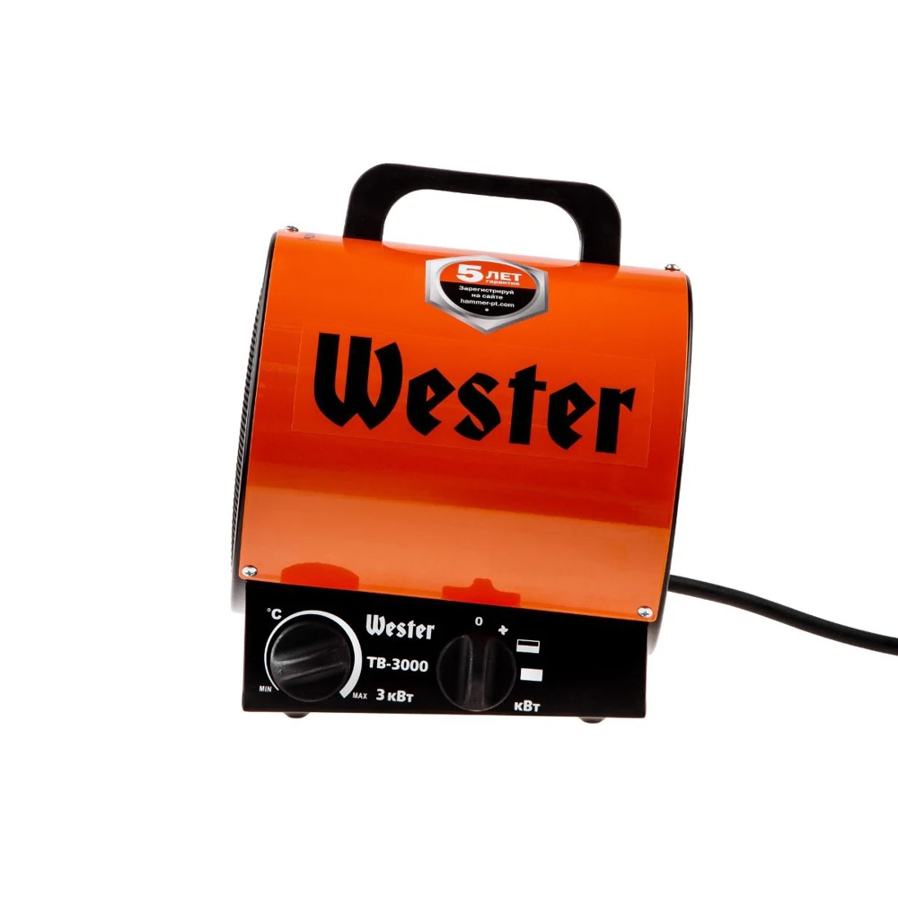 Тепловая пушка Wester TB-3000 3кВт 300м3/ч 30м2 | Инструменты