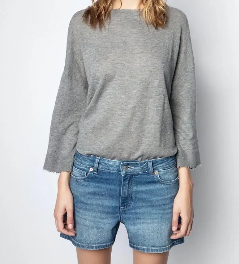 

Женский кашемировый свитер 100% на раннюю осень, новый продукт, свободный кашемировый свитер с круглым вырезом и манжетами, топ 2021