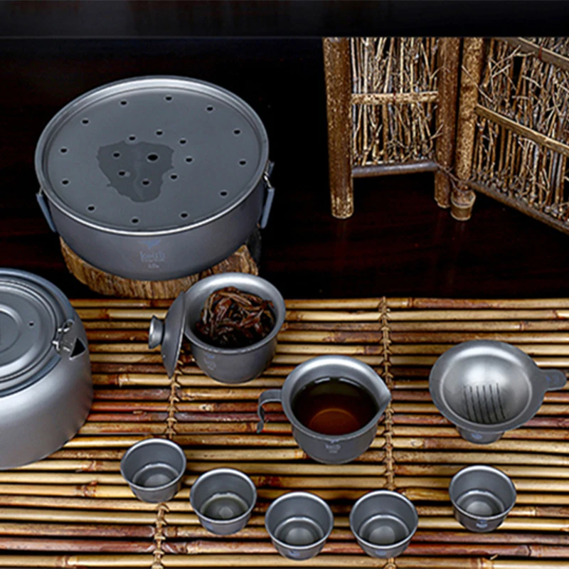 

Authentic 10 Pcs Kung Fu Tea Set [1 Teapot + 6 Cups] 1L Kettle Keith Teapots Outdoor Camping Portable Teapot No Tea Stain Travel