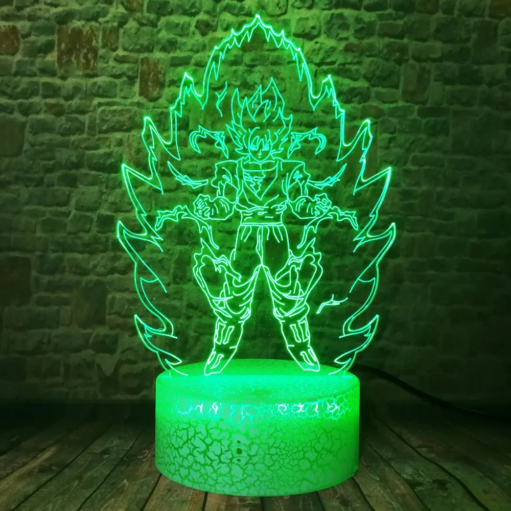 Dragon Ball Z Super Saiyan God экшен-фигурка Гоку умная 3D настольная лампа 7 цветов сменный светодиодный ночник детские игрушки рождественские подарки