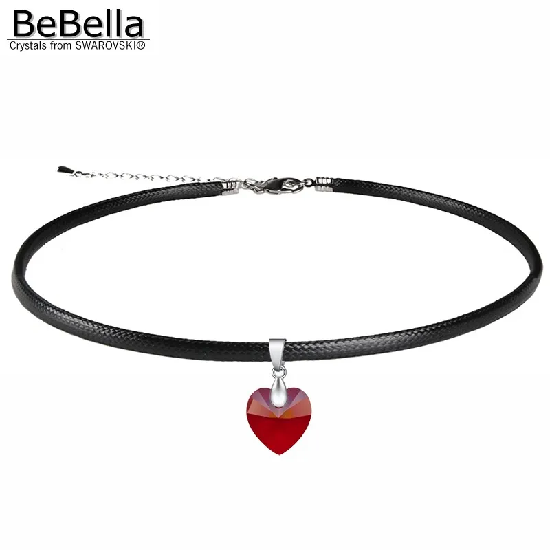 Женское колье чокер BeBella черное в форме сердца с кристаллами из Swarovskin подарок для