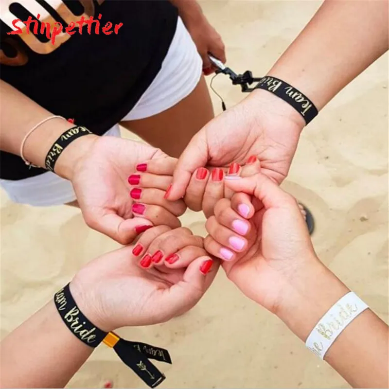 10 шт. браслет подружки невесты розовый белый черный эластичный для свадебные