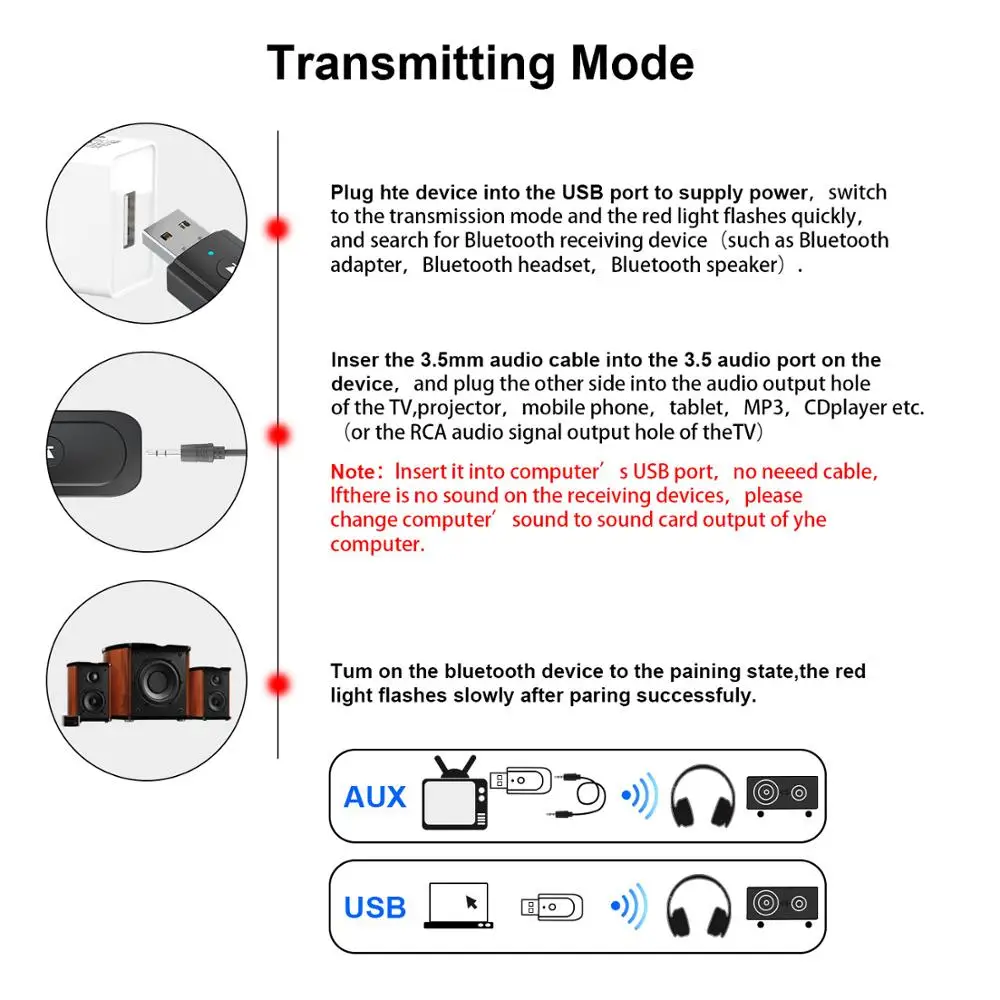 Tebe USB Bluetooth 5 0 адаптер Mini 3 в 1 беспроводной музыкальный аудио приемник передатчик