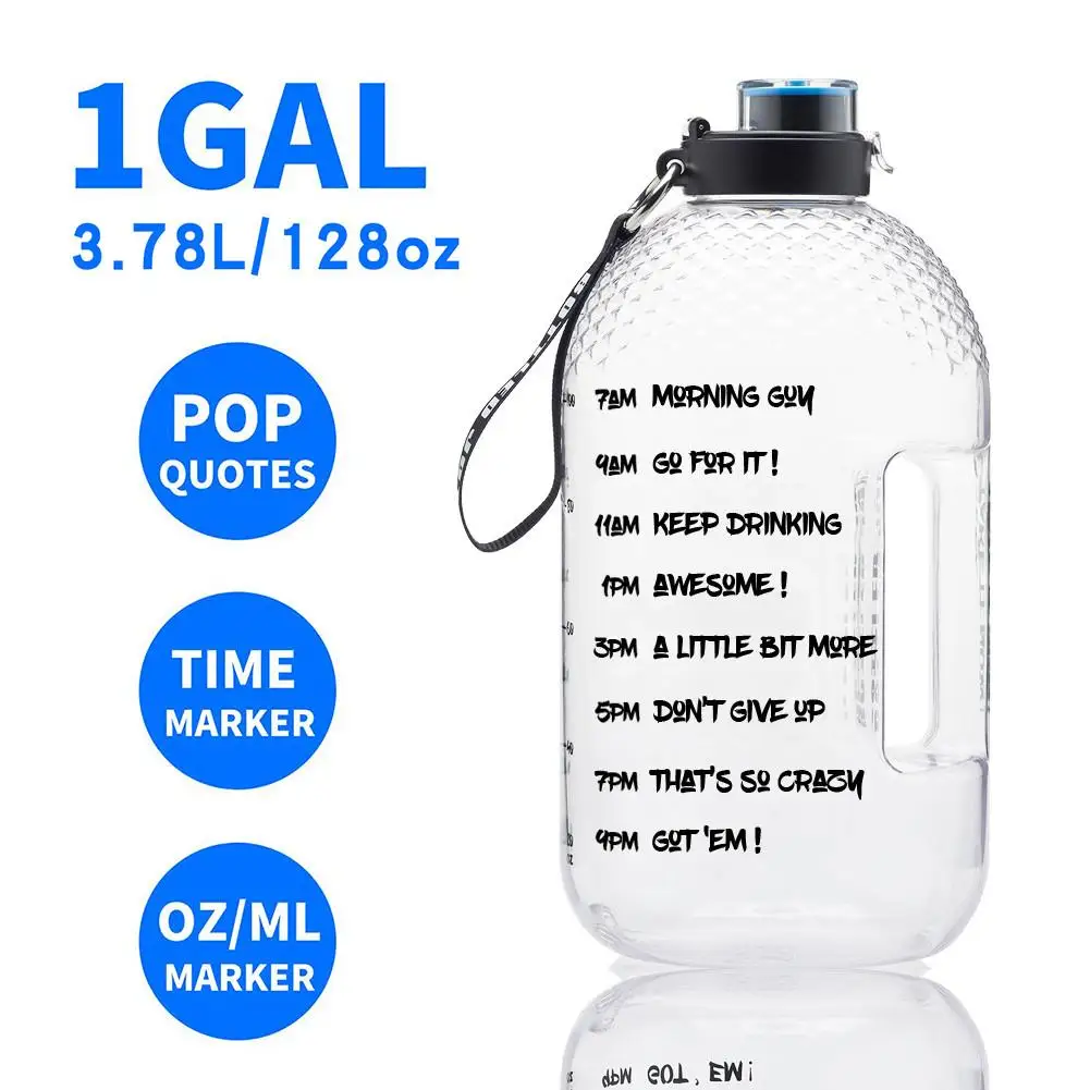 

3.78L PETG портативная большая бутылка для воды 1 галлон спортивный кувшин для воды с маркером времени для кемпинга на открытом воздухе