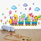 Мультяшные Милые Животные поезд воздушный шар DIY Съемные наклейки на стену для девочек спальня домашний декор роспись наклейка гардероб художественное украшение
