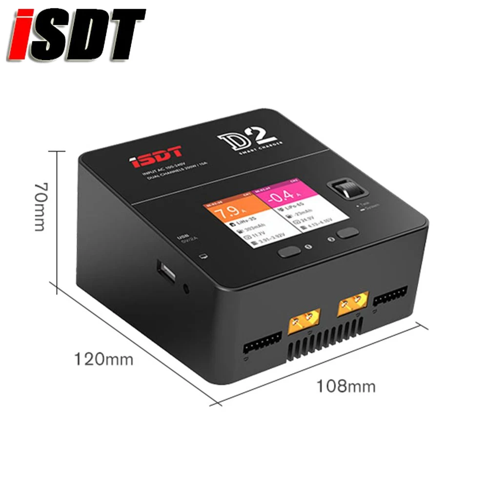 ISDT D2 200 Вт 24A AC двухканальный выход умное зарядное устройство с ЖК-дисплеем для