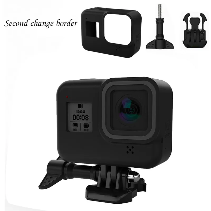 Мягкий силиконовый чехол для корпуса Gopro Hero 8 защитный из закаленного стекла