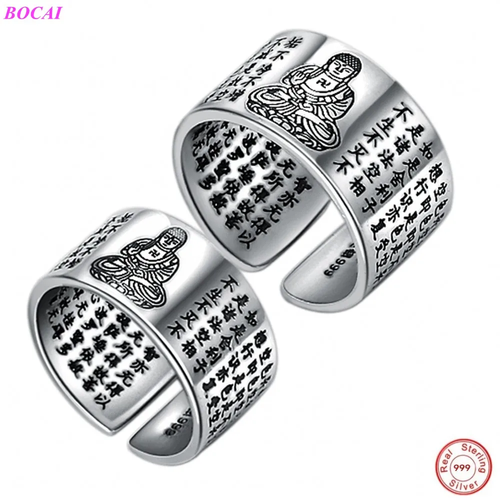 Кольцо BOCAI S999 из чистого серебра благословение Будды искусственное кольцо