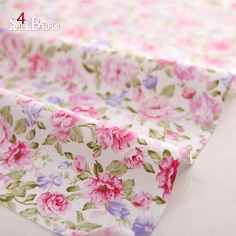 Пасторальный стиль Печать Розовый хлопок ткань для DIY аксессуары 100% tejido шитья на