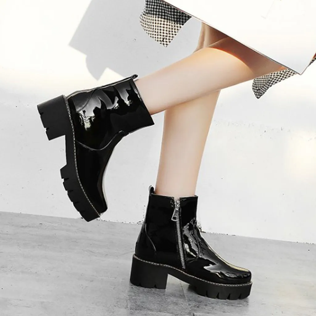 Женские ботильоны из искусственной кожи фиолетовые желтые черные зимние ботинки