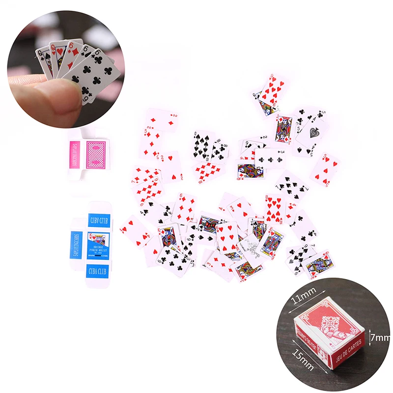 

1Set 1:12 Cute Miniature Dollhouse Cute Mini Poker Playing Cards Style Random Funny Poker