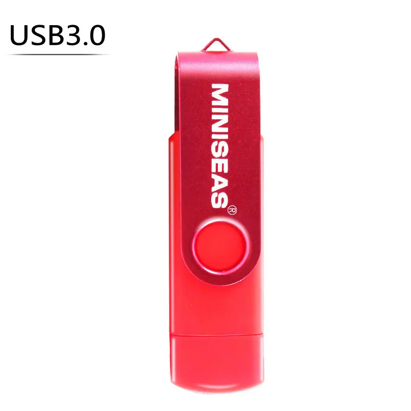 Новинка, Miniseas, usb 3,0, OTG, 64 ГБ, флеш-накопитель, USB флеш-накопитель, внешняя карта памяти, 32 ГБ, 16 ГБ, Micro USB, флешка, сумка - Цвет: red
