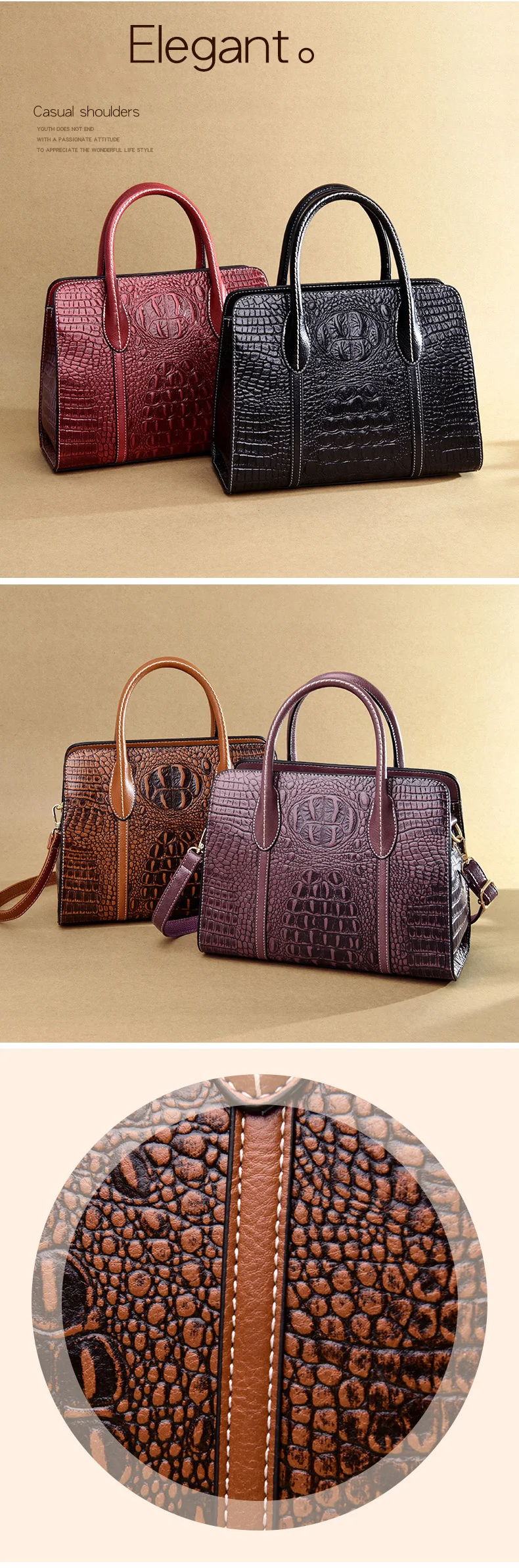 Brand luxury handbags women bags designer crocodile pattern lady handbag fashion shoulder crossbody bags for women tote bag