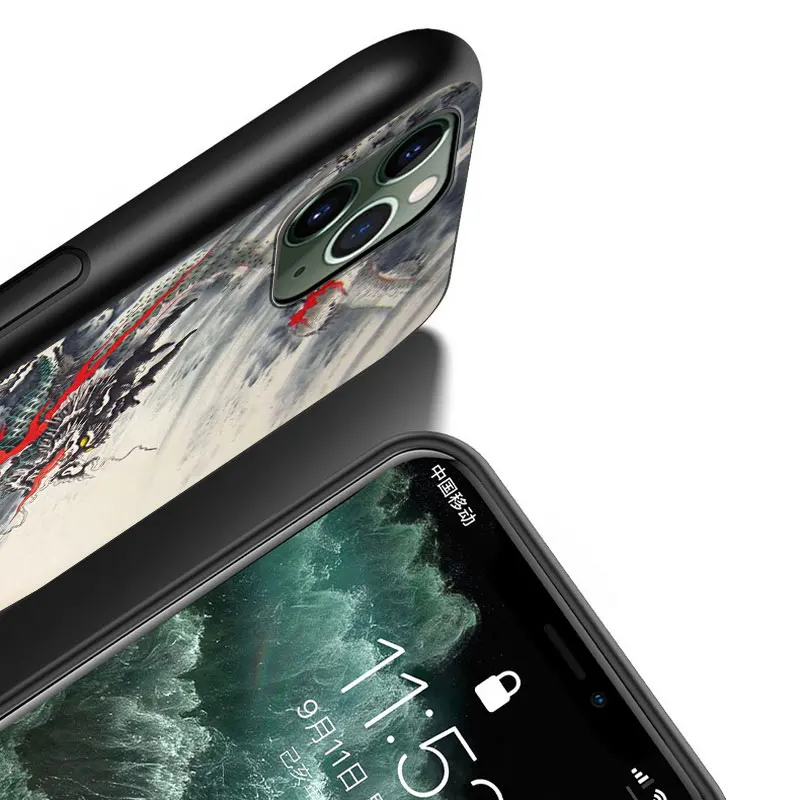 

Oriental Mystic Dragon For Apple iPhone 12 11 XS Pro Max Mini XR X 8 7 6 6S Plus 5 SE 2020 Black Silicone Cover Phone Cross