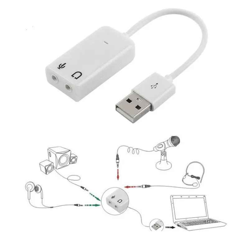 LEORY Аудио Звуковая карта адаптер USB 2 0 аудио 7 1 виртуальный канал Plug And Play Drive Free