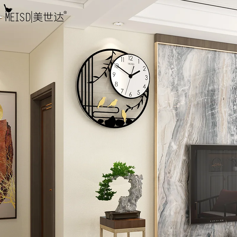 MEISD Wall Clocks Clock Round Modern Bird Designer Watch Creative Living Room Decoration White Horloge Wall Decor Free Shipment