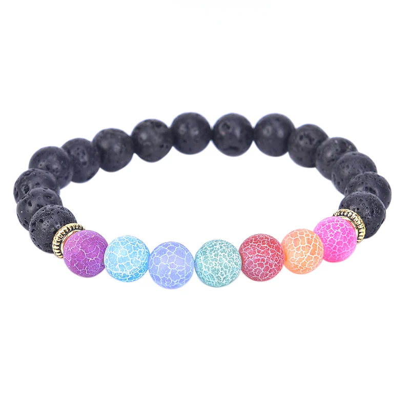 

New 7 Chakra Bracelet Men Black Lava Healing Balance Beads Reiki Buddha Prayer Natural Stone Yoga Bracelet For Women