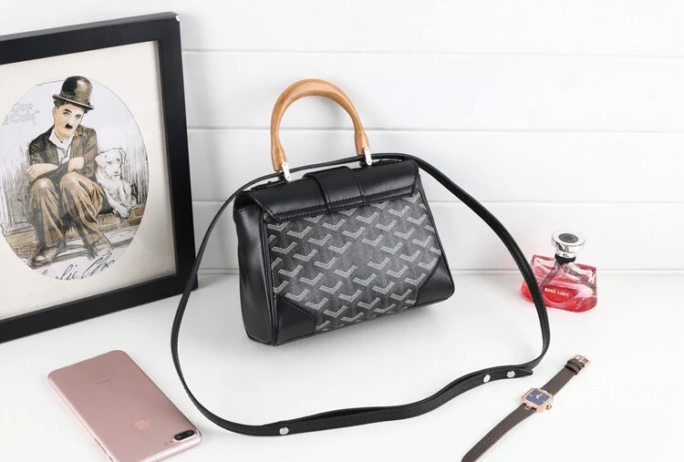 

New luxury wooden portable with slung belt portable dual-purpose handbag leather high quality