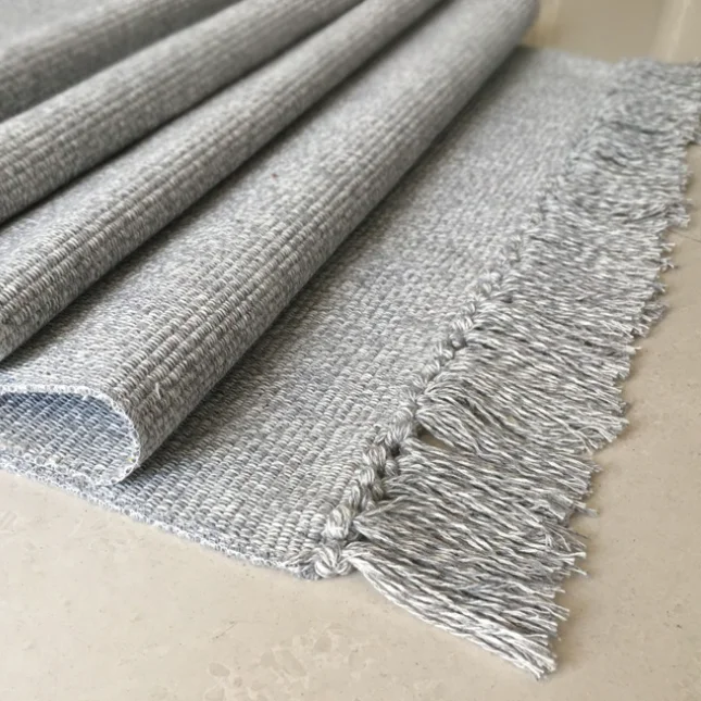 

Retro Hand Woven Cotton Linen Carpet Tassel Bedside Rug Geometric Floor Mat Living Rooms Bedroom Home Decor 2 Sizes Optional