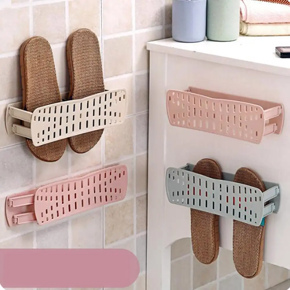 

Folding Wall Hanging Storage Rack Paste Household Shoes Slippers Suction Shelf