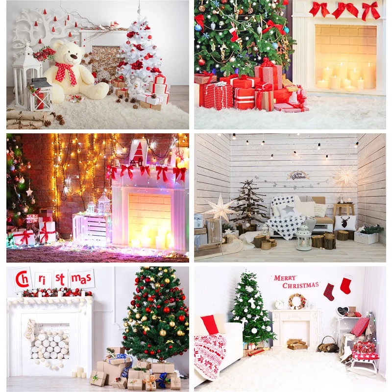 

SHUOZHIKE Christmas Indoor Theme Photography Background Christmas tree Fireplace Children For Photo Backdrops 21712 YXSD-01