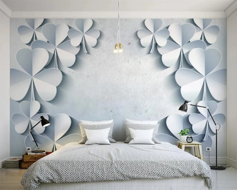 

Drop Shipping Custom Large Wallpaper Simple 3d Clover Living Room Bedroom Background Wall Papers Home Decor 3d Papel De Parede