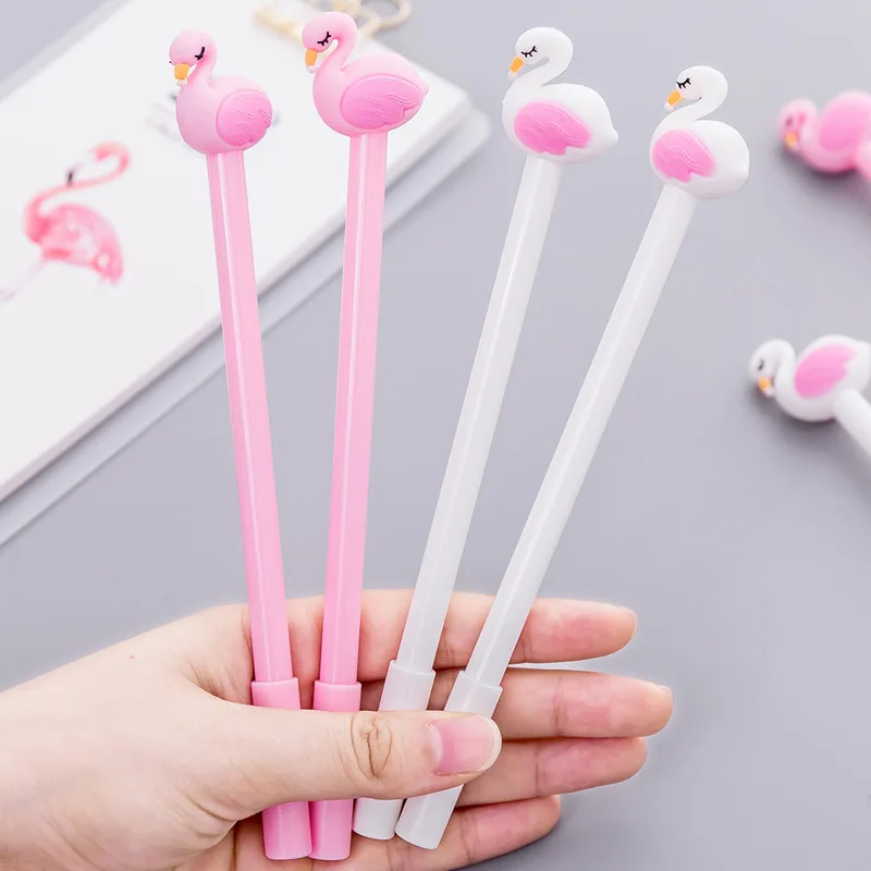 

2 Pcs Cute Beautiful Flamingo Swans Gel Pen Kawaii Stationery Pens Material Office School Supplies Writing Tool