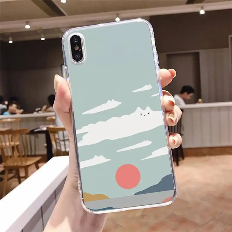 

Cat garden landscape hand drawn Phone Case Transparent soft For iphone 5 5s 5c se 6 6s 7 8 11 12 plus mini x xs xr pro max