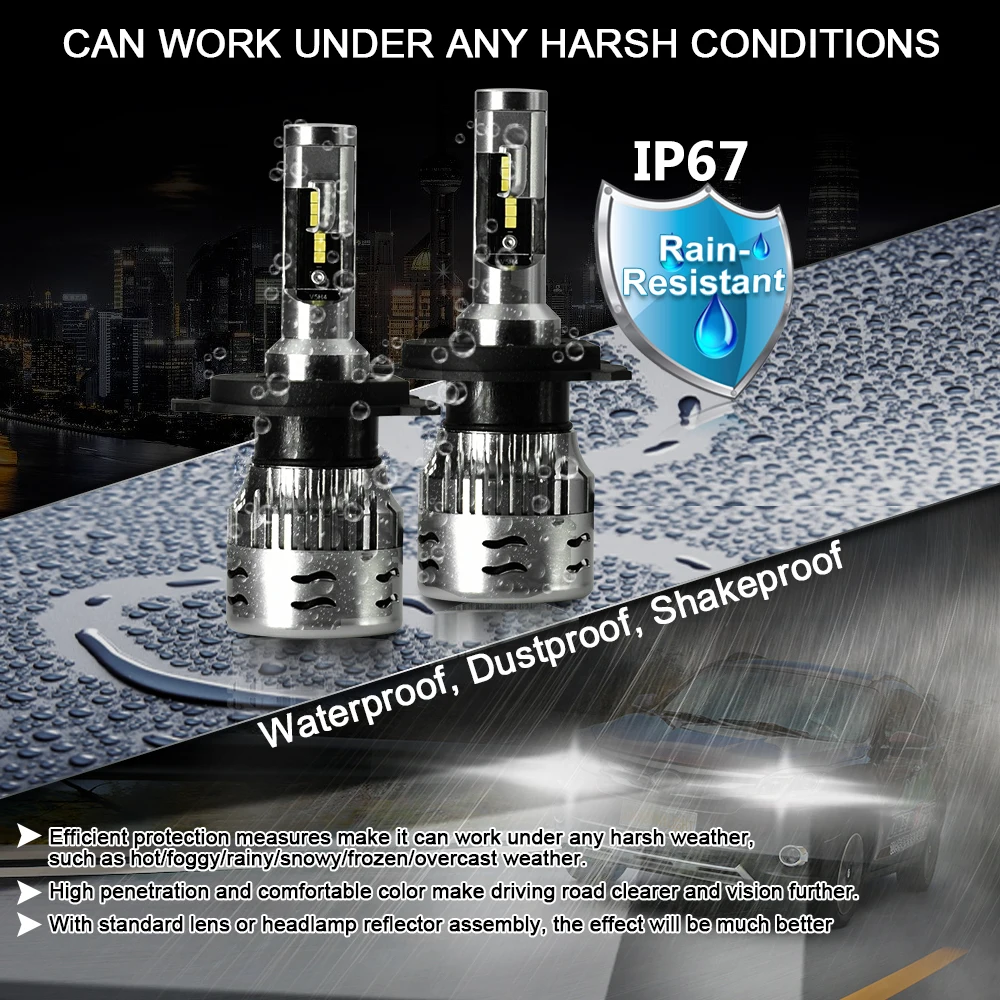 Светодиодные Автомобильные лампы CNSUNNYLIGHT для фар H7 H4 H11 H1 9005 9006 H3 60 Вт 12000Lm/пара Turbo