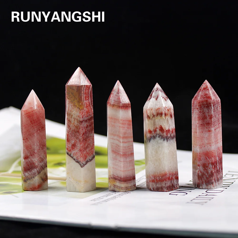 

Новая натуральная руда, Хрустальная колонка, родолит, удачи, камень, одноконечный шестигранный, искусственная энергия