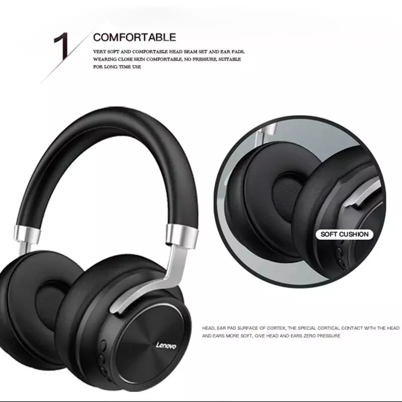 

Lenovo HD800 Wireless Headphone Noise Cancelling Gaming Headset Bluetooth 5.0 Foldable Sports Running Stereo Wireless Headphone