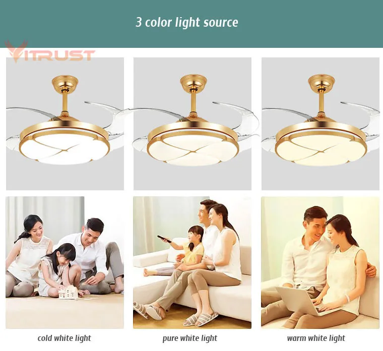 42 inch Four Leaf Ceiling Fan Invisible LED Chandelier for Restaurant Home Living Room Bedroom | Лампы и освещение