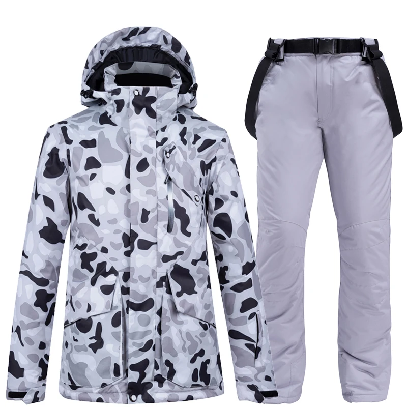 -30 Black Women's Snow Suit Wear Snowboarding Clothing Waterproof Windproof Winter Outdoor Costume Jackets Ski Coat + Strap Pant |
