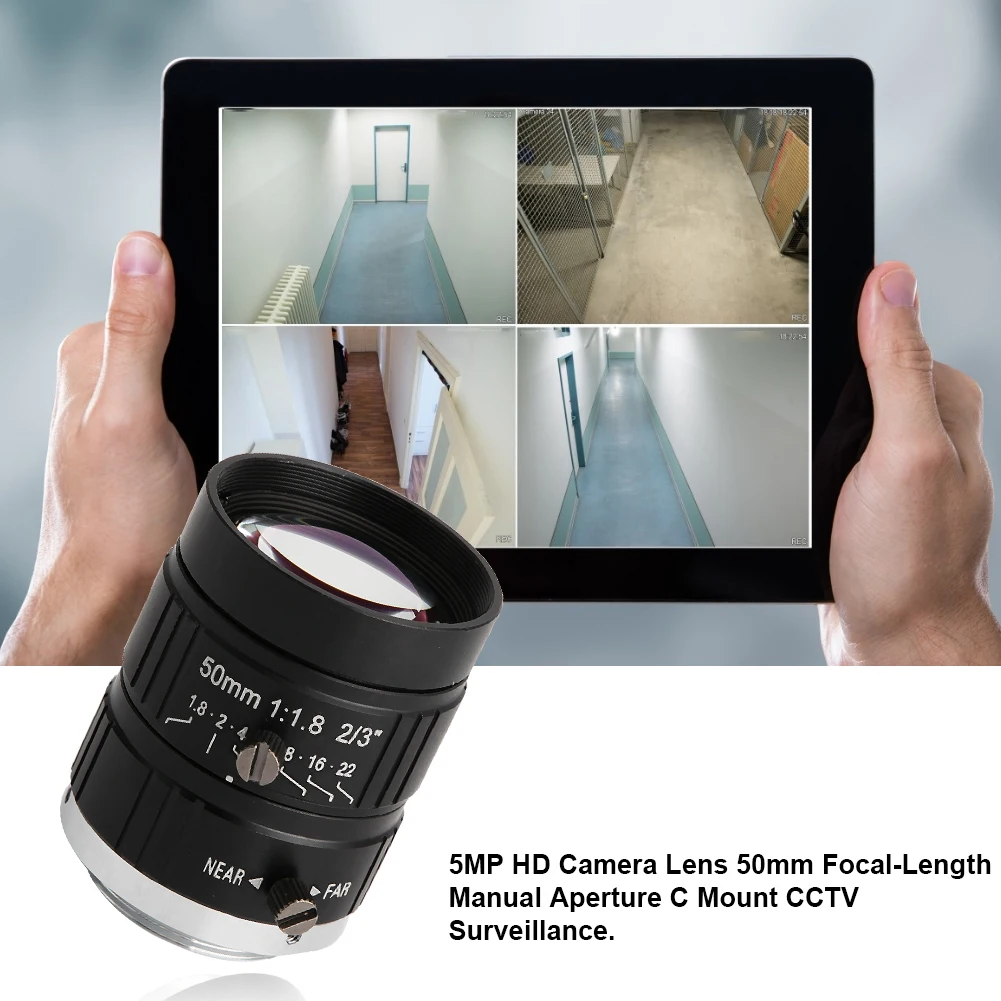 

50mm Camera Lens C Mount CCTV Surveillance Lens With 5MP High Definition Manual Zoom & Focus C Mount For Most Security Camera