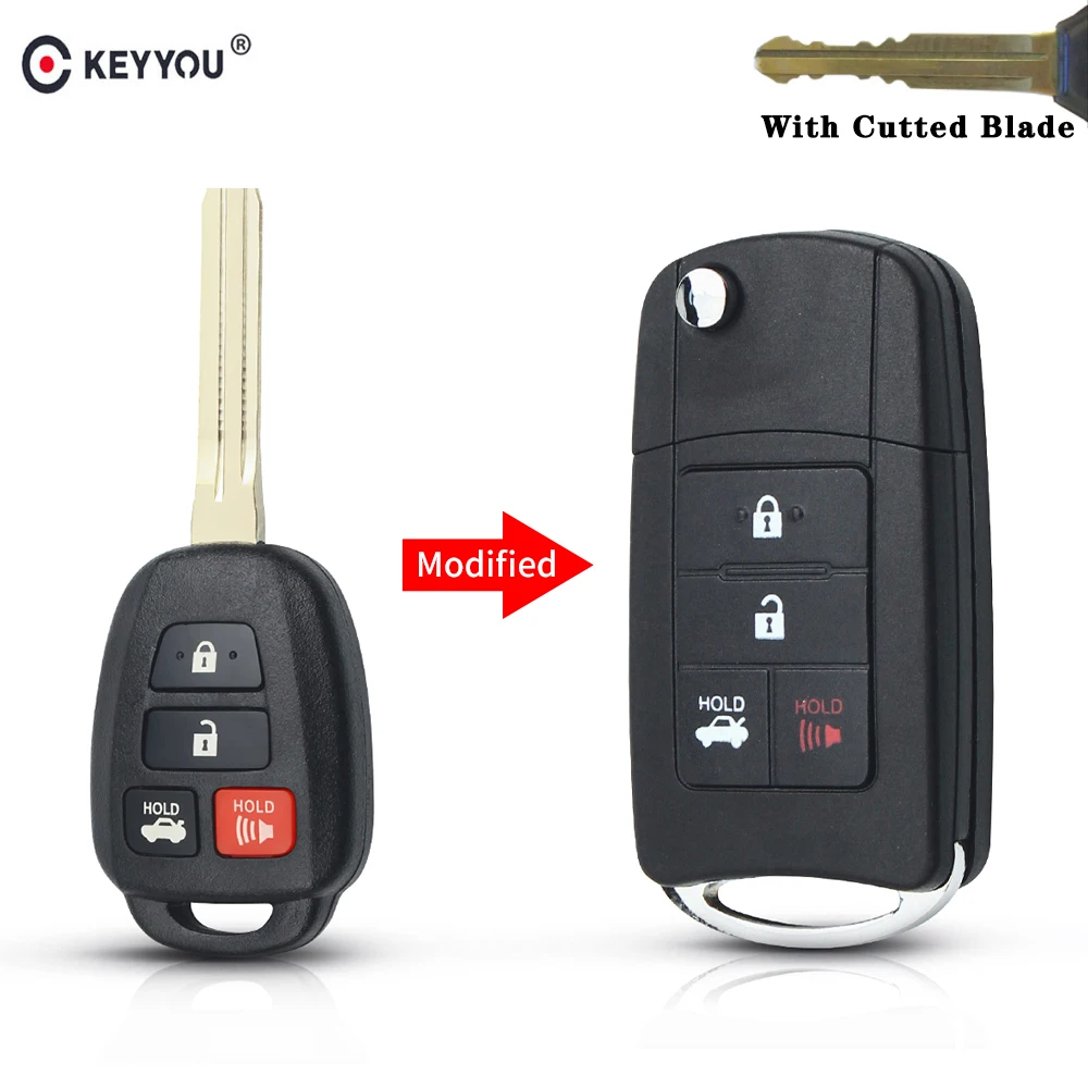 KEYYOU Uncut/Cut Key TOY43 лезвие модифицированный Флип складной пульт дистанционного ключа оболочки для TOYOTA eiz Corolla Camry RAV Fob чехол