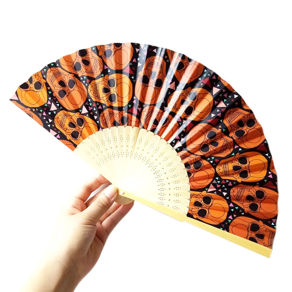 Хэллоуин тыква Череп искусственная кожа ручная резьба бамбук Складной